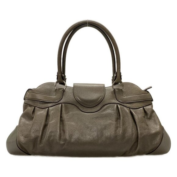 Auth Salvatore Ferragamo Marissa Gray Brown Leather Handbag - Picture 3 of 11